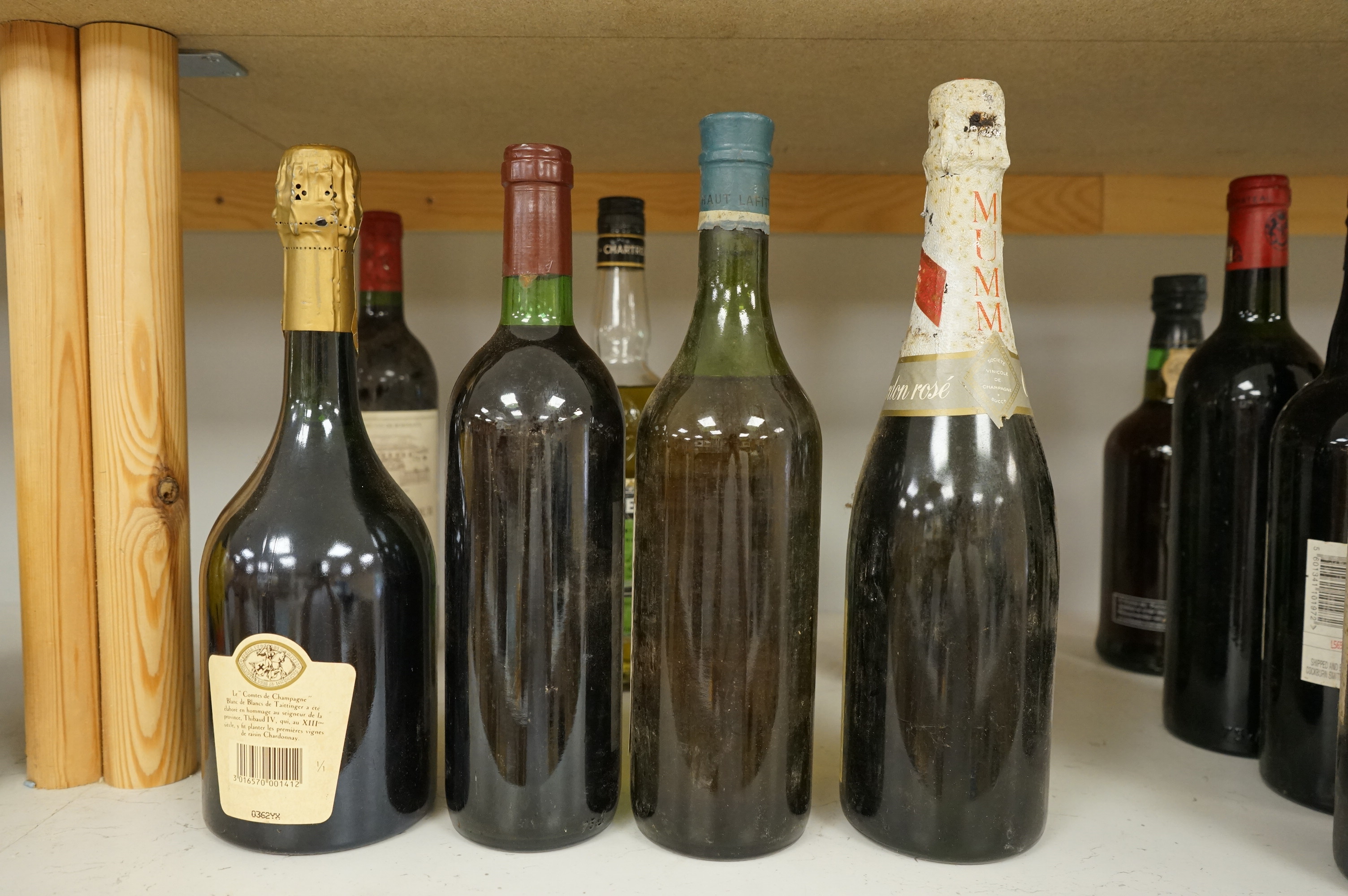 Eleven various bottles of port and wine to include; Cockburns 1997, Chateau Malescot St Exupéry Margaux, etc.